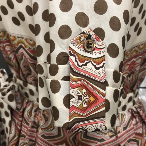 BCBGMaxAzria 100% Silk Polka Dot and Paisley Print Wrap Blouse - Picture 4 of 9